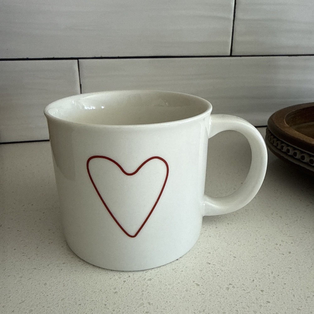 Opalhouse Target White Porcelain Mug Red Silhouette Hearts On Both Sides 12oz